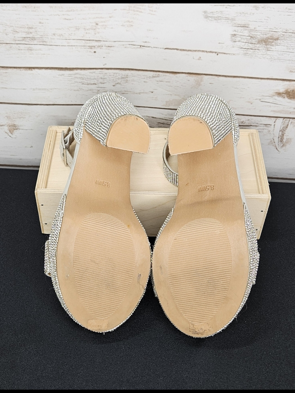 torrid Silver Rhinestone Platform Block Heel Sandals - Picture 7 of 8